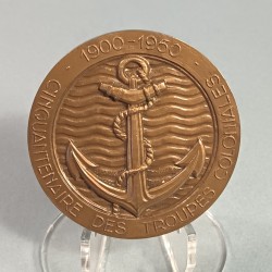 MEDAILLE EN BRONZE DU CINQUANTENAIRE DES TROUPES COLONIALES 1900 - 1950